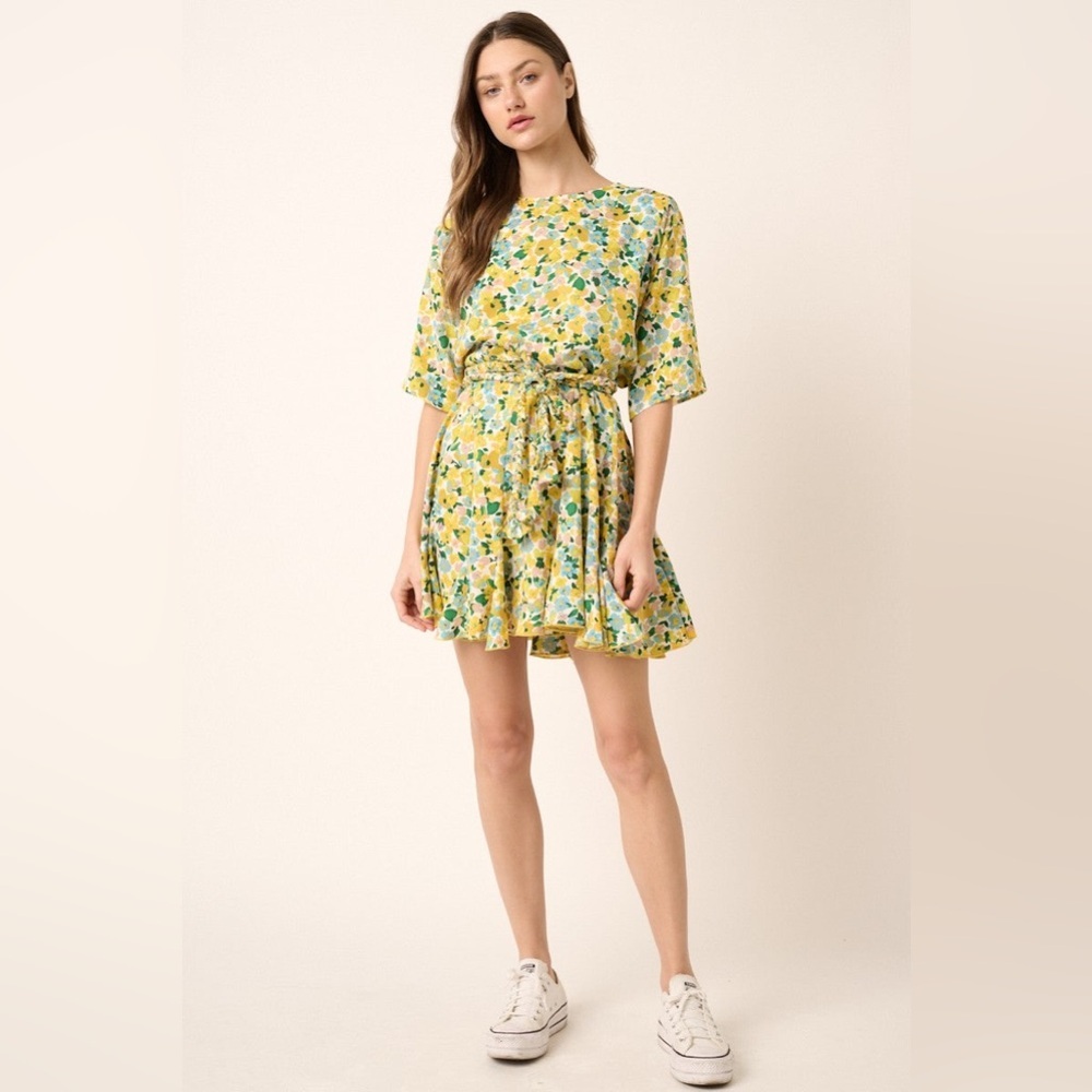 Pinkblush floral belted mini dress nwot